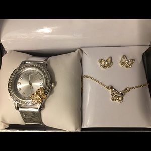 Kensie butterfly watch, necklace & earrings